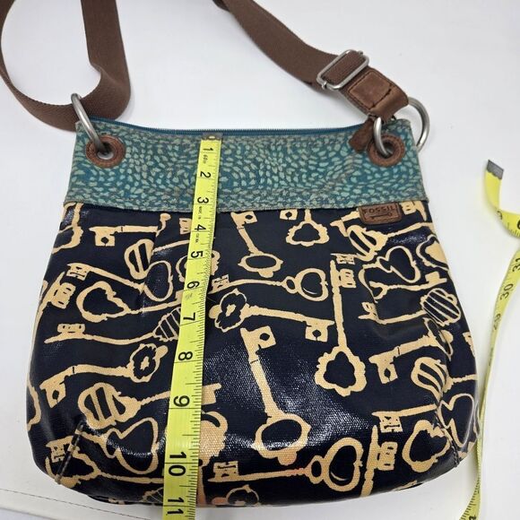 FOSSIL Key Per Crossbody Shoulder Bag Coated Canvas Adjustable Strap Y2K - Picture 12 of 16